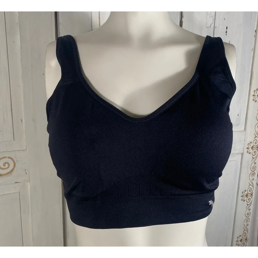 Puma Black Seamless Sports Bra Size L‎ Low Impact Athletic Bra Activewear